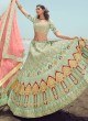 Green Georgette Embroidered A Line Lehenga Choli