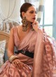 Peach Handloom Silk and Tissue Classic Saree