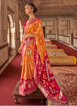 Miraculous Patola Silk  Mustard Diamond Classic Saree