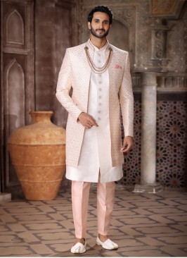 Misty Rose Jacket style Indowestern In Art Silk