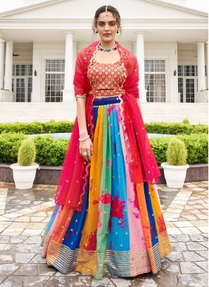 Multi Colored A Line Lehenga Choli