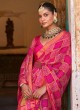 Deep Pink Ajrakh Printed Classic Saree