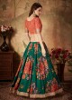 Modernistic Floral Print Green Organza A Line Lehenga Choli