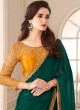 Modest Chiffon Satin Green Embroidered Classic Saree