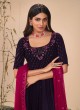 Modest Navy Blue Embroidered Georgette Palazzo Suit