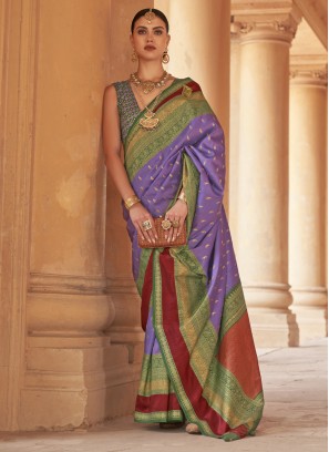 Designer Silk Saree in Purple Colour