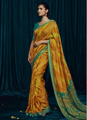 Designer Yellow Shade Art Silk Saree