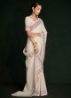 Off White Georgette Lucknowi Classic Saree