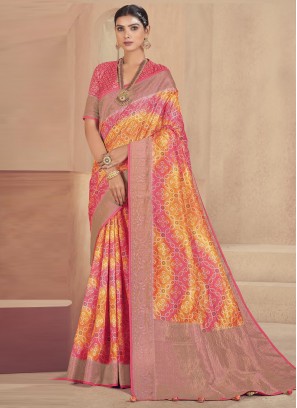 Monumental Raw Silk Multi Colour Designer Traditional Saree