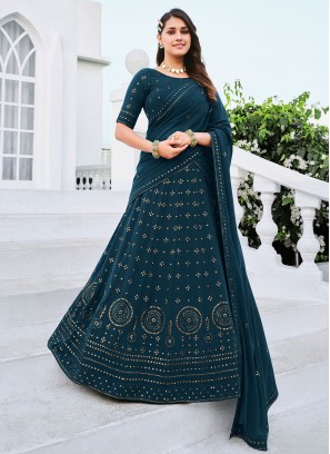 Teal Color Festive Sequins Embellished Lehenga Choli