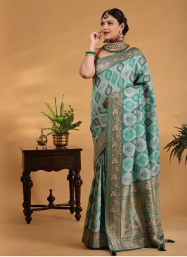 Multi Color Banarasi Silk Saree For Wedding