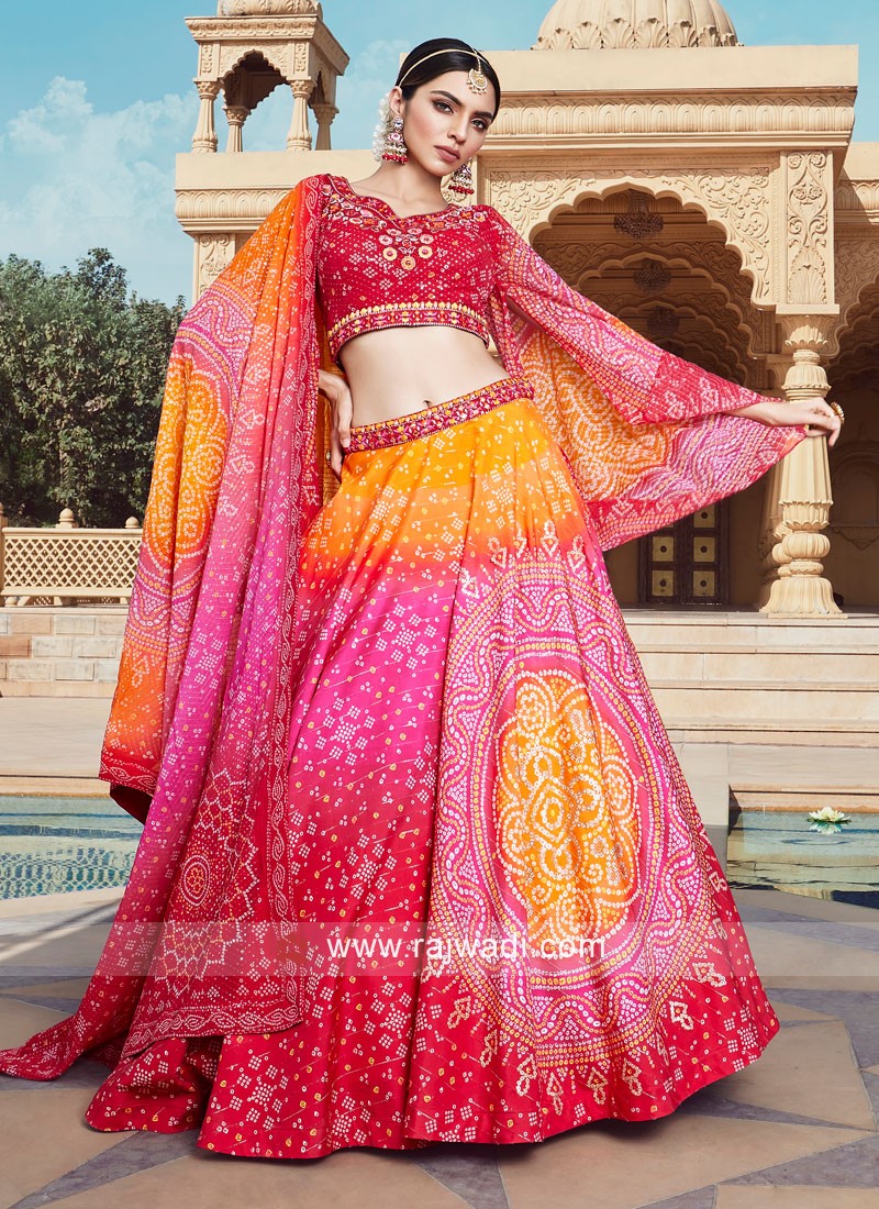 multi color bandhani printed designer lehenga choli 43272