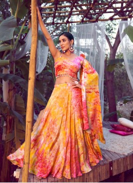 Multi Color Batik Printed Readymade Lehenga Choli