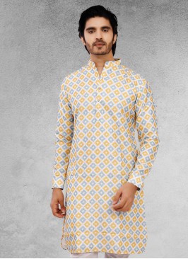 Multi Color Cotton Silk Kurta For Men