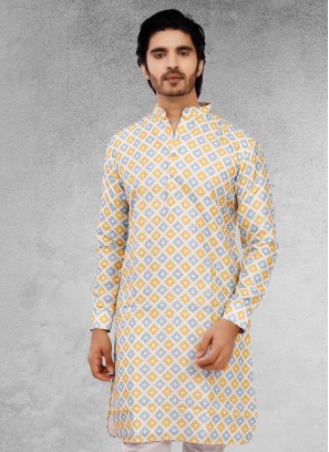 Multi Color Cotton Silk Kurta For Men