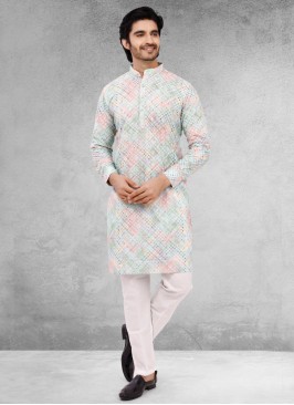 Multi Color Cotton Silk Kurta Pajama