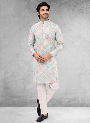 Multi Color Cotton Silk Kurta Pajama