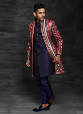 Multi Color Embroidery Work Indowestern