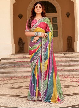 Multi Color Festive Wear Organza Saree