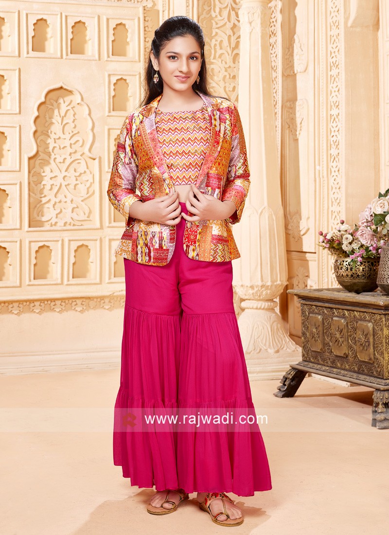 Sharara suit outlet with jacket