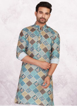 Multi Color Mens Fancy Printed Kurta