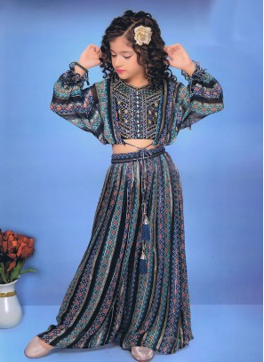 Multi Color Palazzo Suit With Fancy Jacket