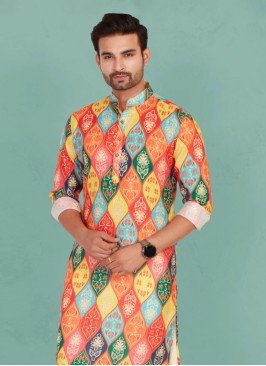 Multi Color Printed Kurta For Men