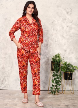 Multi Color Printed Rayon Co-Ord Suit