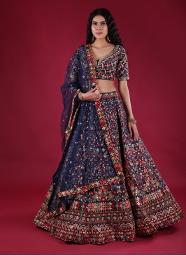 Multi Color Resham Work Lehenga Choli For Wedding