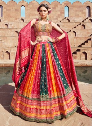 Gorgeous Pink and Maroon Silk Bridal Lehenga Choli