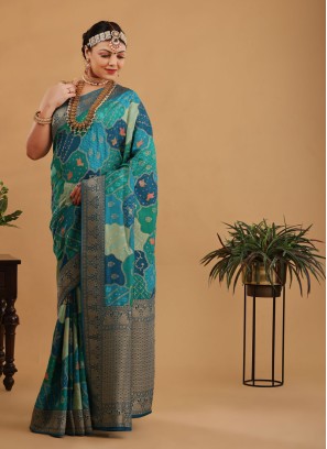 Multi Color Wedding Wear Banarasi Silk Saree