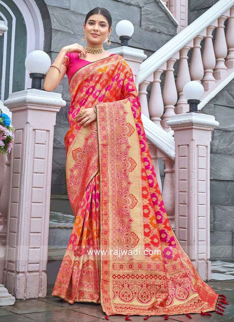 Yellow Banarasi Diamond Work Trendy Saree for Reception