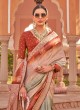 Brown Foil Print Kachhi Silk Traditional Saree