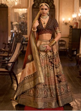 Multi Colour Silk Wedding Lehenga Choli