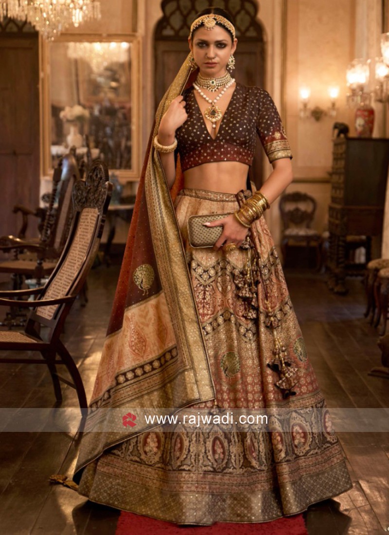 Embroidered Bridal Lehenga Choli In Multi Color Banarasi Silk Fabric |  Lehenga, Lehenga choli, Silk lehenga