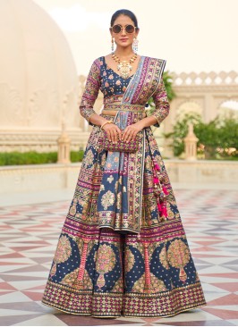 Blue Color Silk Embroidered Wedding Lehenga Choli