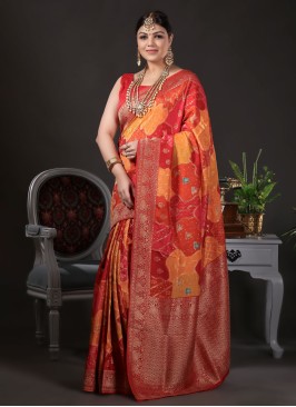Multi Wedding Wear Saree In Banarasi Silk