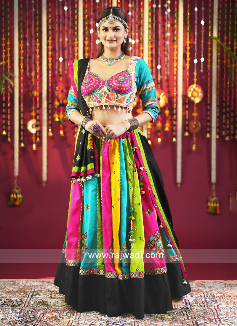 Multicolored Silk Chaniya Choli With Designer Choli
