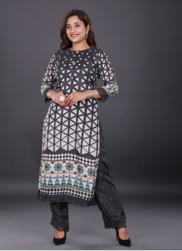 Muslin Black Color Kurti Set For Women