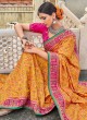 Mustard Banarasi Silk Diamond Classic Designer Saree