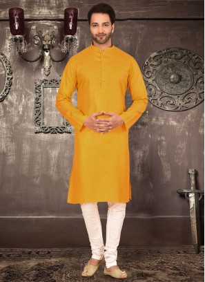 Mustard Kurta In Cotton