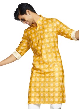 Mustard Yellow Printed Kurta