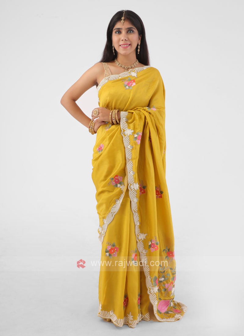 Pearl Work Border Sarees