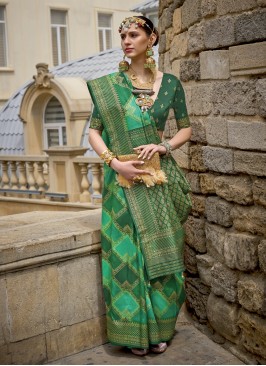 Pista Green Chiffon Satin Festival Wear Saree 230658