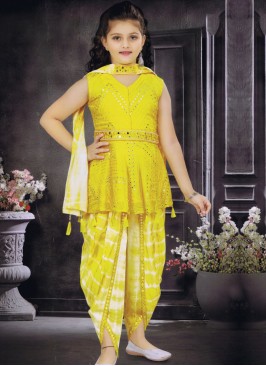 Mystic Yellow Colored Dhoti Style Salwar Kameez