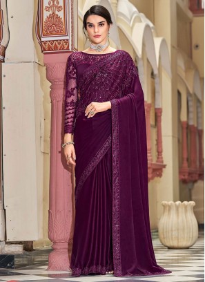 Mystic Dark Purple Designer Silk Saree