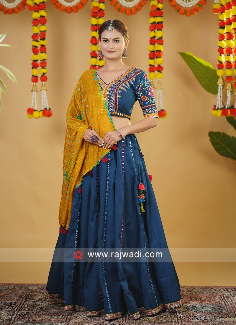 Navratri Special Blue Color Cotton Chaniya Choli