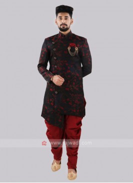 Navy Blue And Red Indo Western