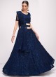 Navy Blue Cord Net A Line Lehenga Choli