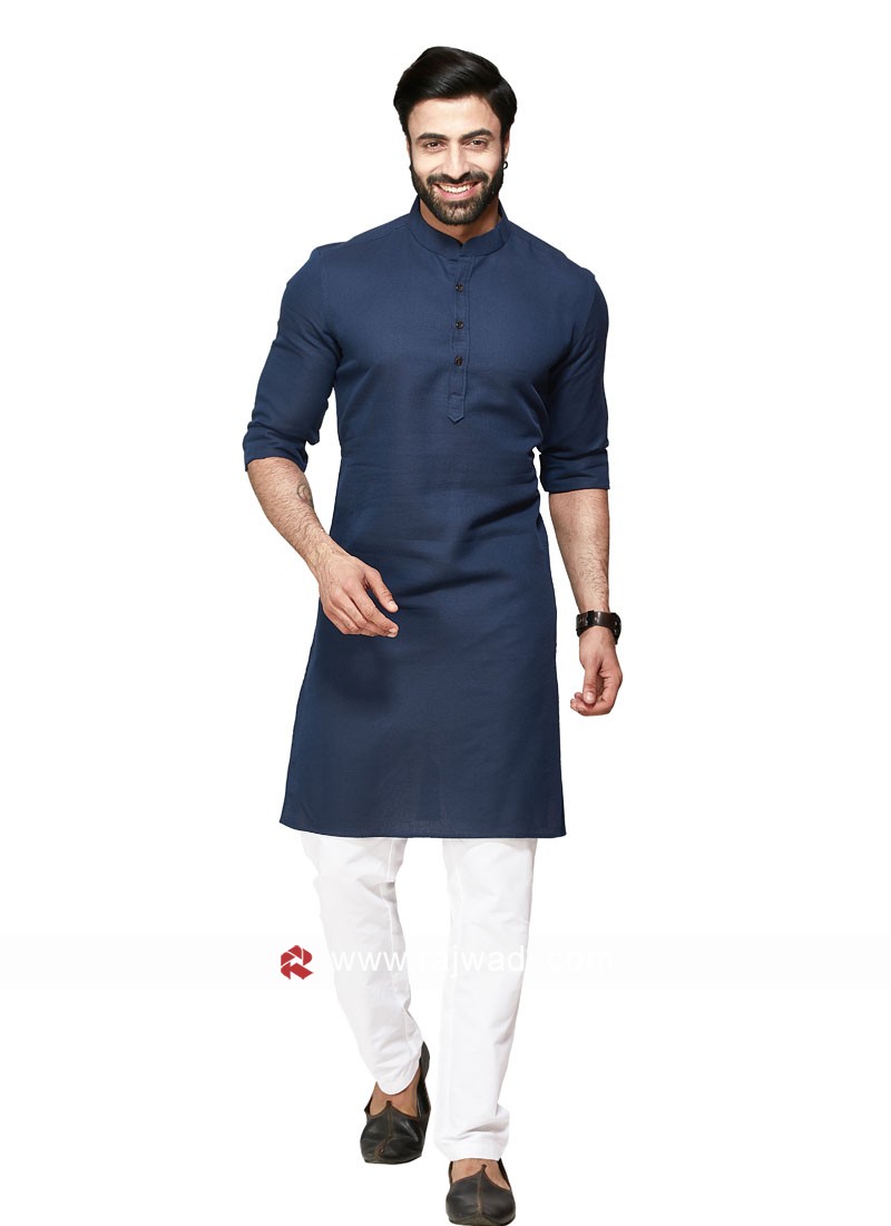 Featuring A Navy Blue Kurta In Chiffon Silk Base With Sequins Embroidery.  It Is Paired With A Matching Dupatta And Churidar Pants In Net Lycra Base.  Color: Navy Blue Fit: Fitted At